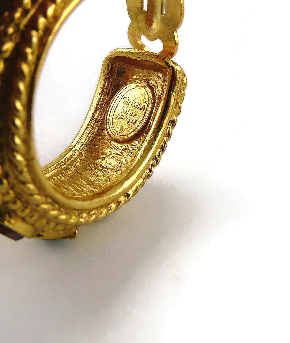 Christian Dior, boucles d'oreilles créoles vintage en or et bijoux de conception byzantine en vente 9