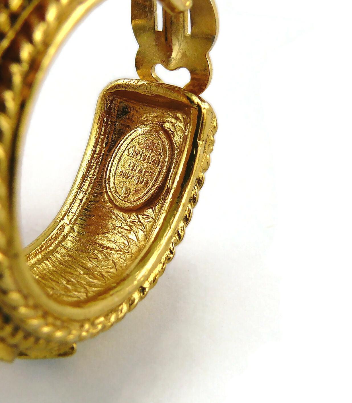 Christian Dior, boucles d'oreilles créoles vintage en or et bijoux de conception byzantine en vente 10