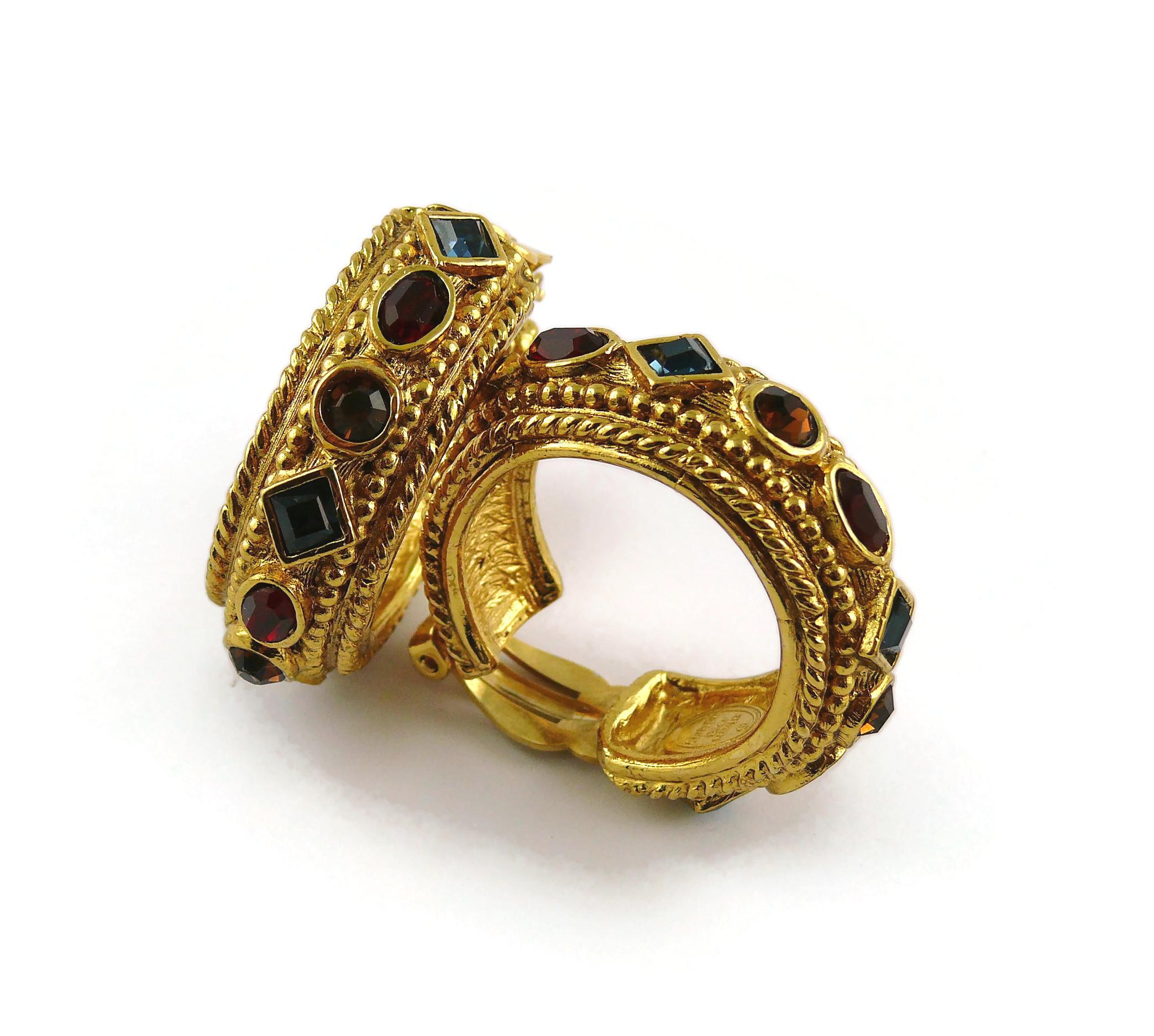 Christian Dior, boucles d'oreilles créoles vintage en or et bijoux de conception byzantine Bon état - En vente à Nice, FR
