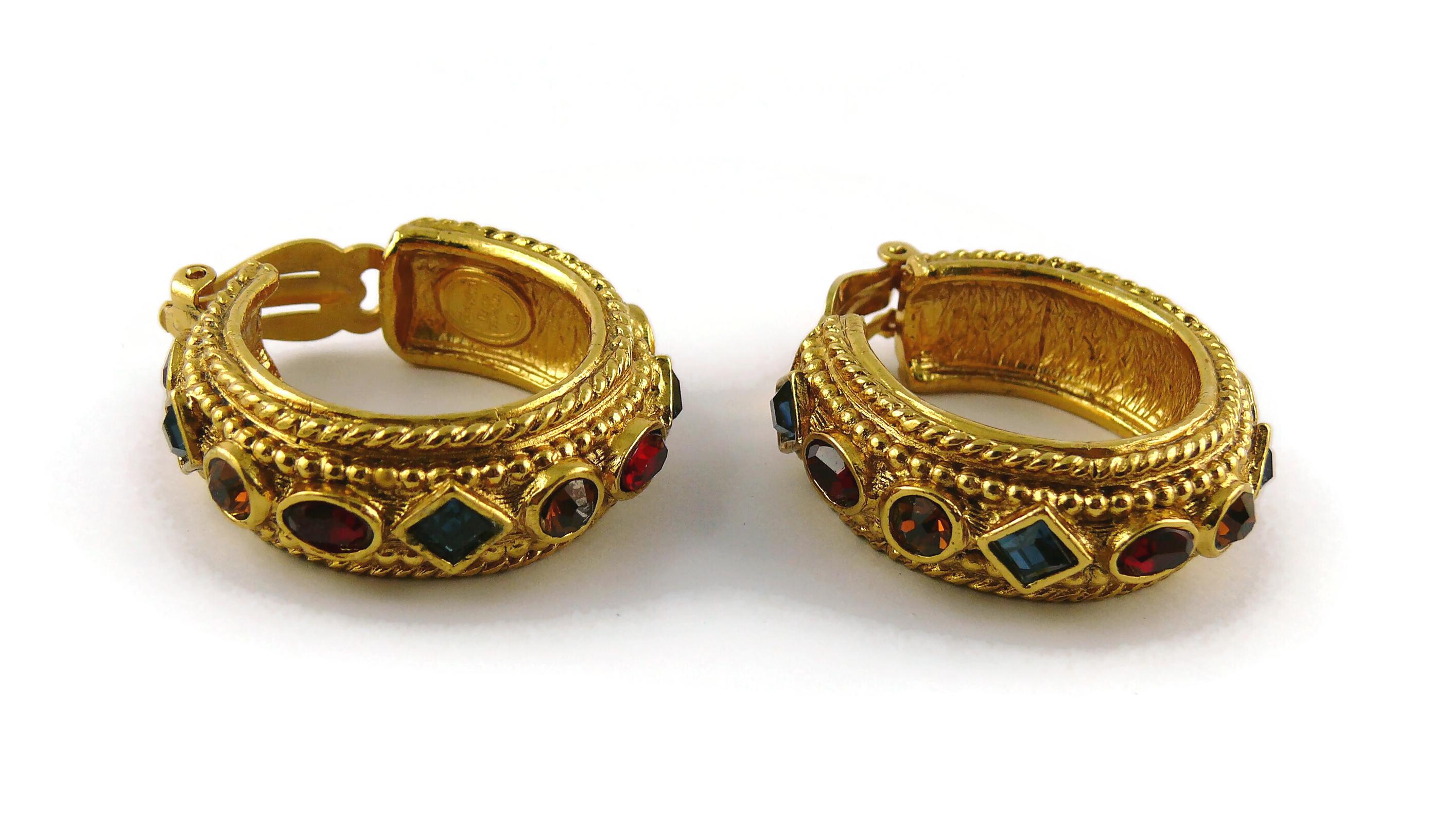 Christian Dior, boucles d'oreilles créoles vintage en or et bijoux de conception byzantine en vente 1
