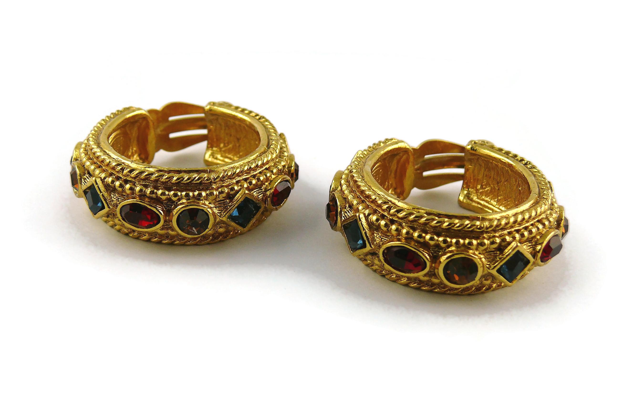Christian Dior, boucles d'oreilles créoles vintage en or et bijoux de conception byzantine en vente 4