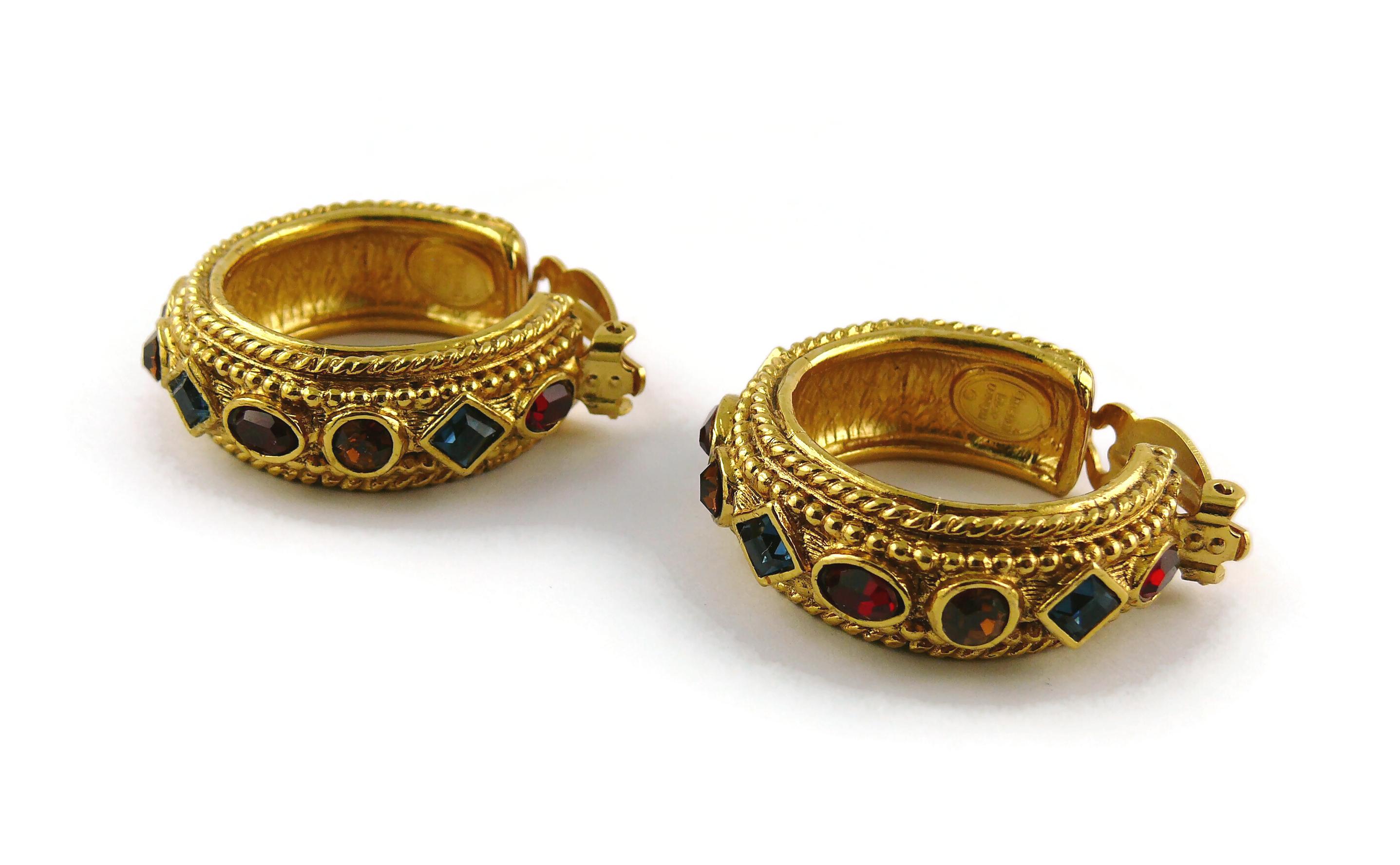 Christian Dior, boucles d'oreilles créoles vintage en or et bijoux de conception byzantine en vente 5