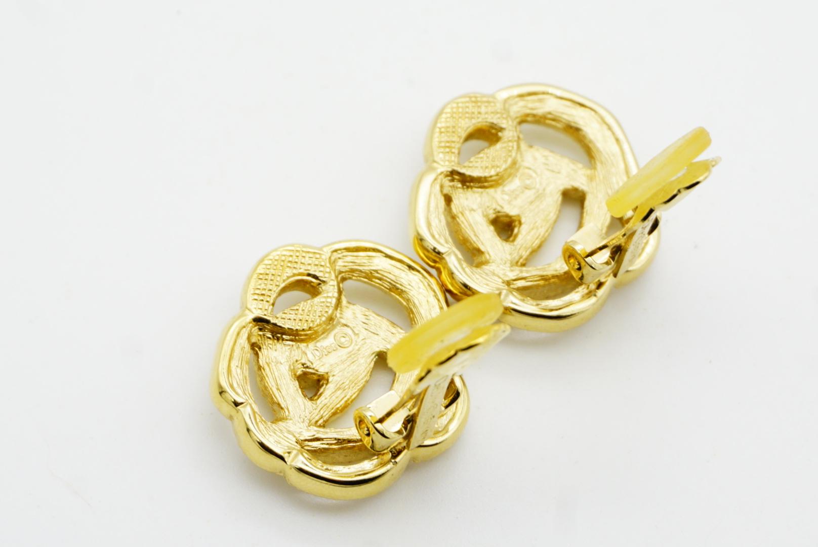 Christian Dior Vintage Camellia Rose Flower Whole Crystals Openwork Earrings For Sale 8