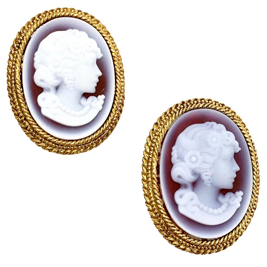 CHRISTIAN DIOR Vintage Cameo Clip on Earrings