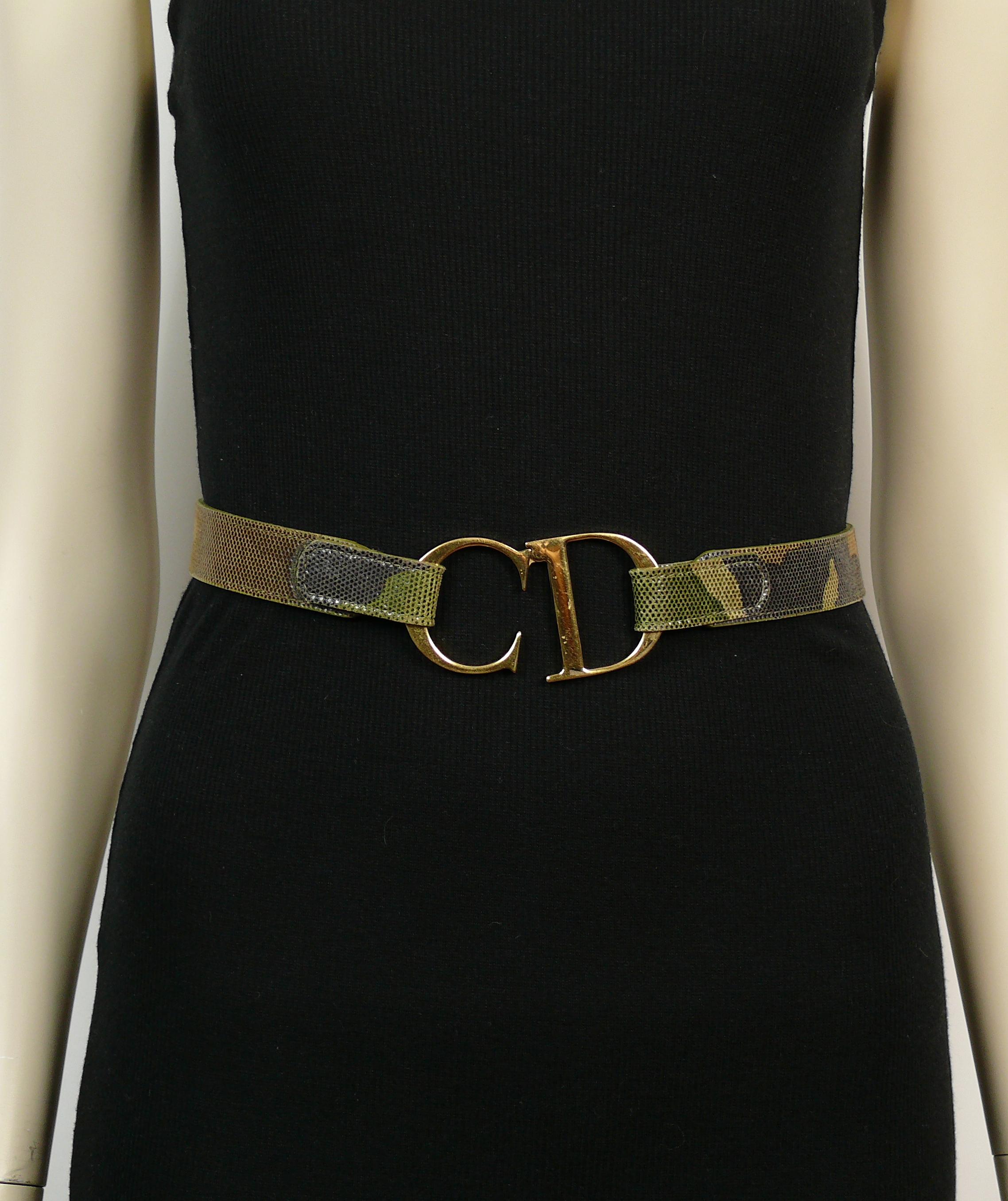 Women's Christian Dior Vintage Camouflage Logo Buckle Belt