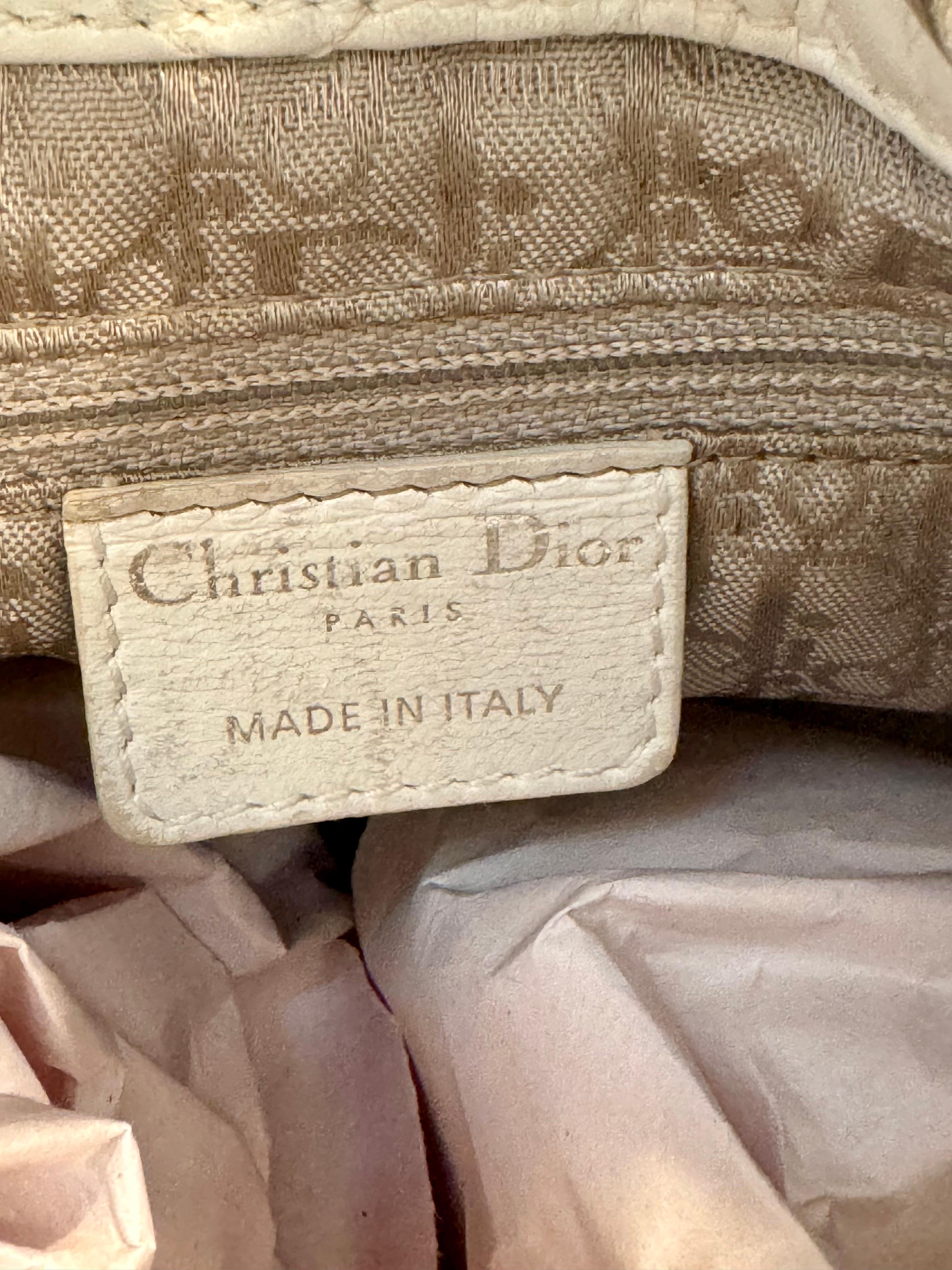 Christian Dior Vintage Cannage  Lady Dior Medium Vintage White Bag Excellent Con 1