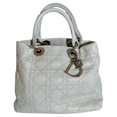 Christian Dior Vintage Cannage  Lady Dior Medium Vintage White Bag Excellent Con
