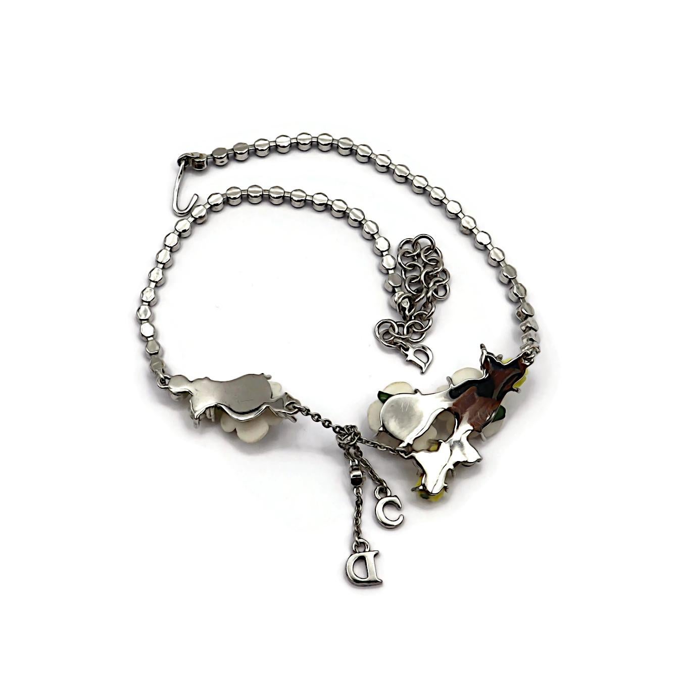 CHRISTIAN DIOR Collier vintage avec logo CD et roses pastel en vente 13
