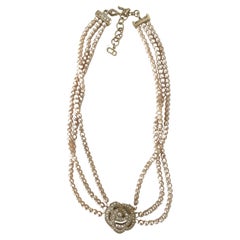 Christian Dior Vintage Choke Necklace Pearls Golden Details Rhinestones 90s