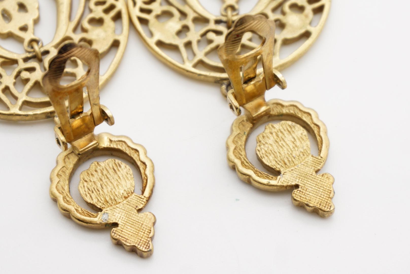 Christian Dior by John Galliano Citrine Crystals Openwork Chandelier Earrings For Sale 9