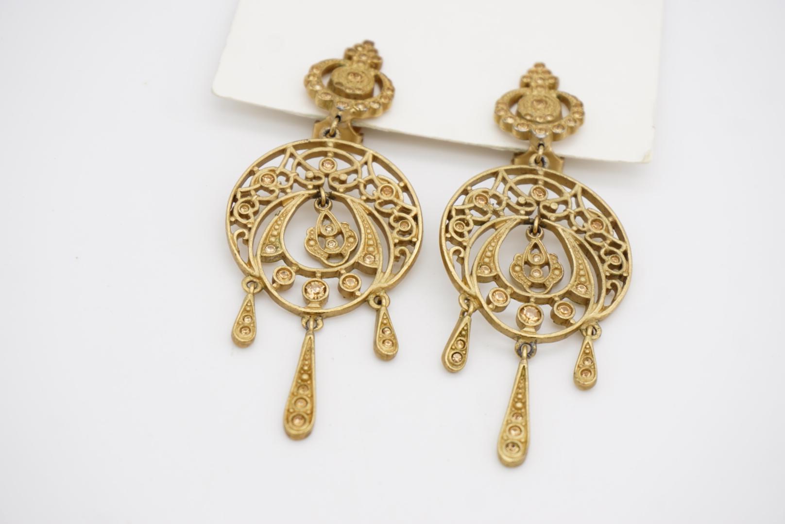 Christian Dior by John Galliano Citrine Crystals Openwork Chandelier Earrings For Sale 3