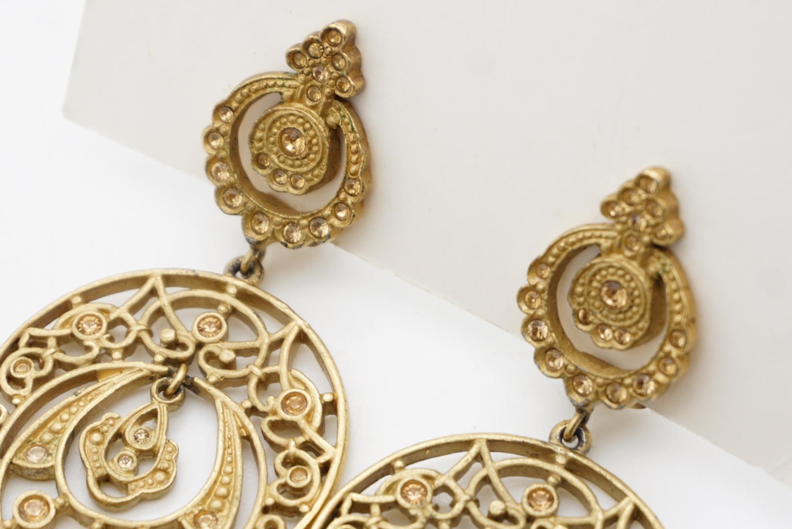 Christian Dior by John Galliano Citrine Crystals Openwork Chandelier Earrings For Sale 4