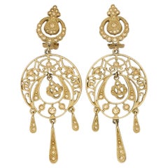Christian Dior Vintage Citrine Crystal Openwork Chandelier Dangle Clip Earrings