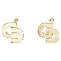 Christian Dior Vintage Classic Logo CD Hallmark Monogram Openwork Clip Earrings