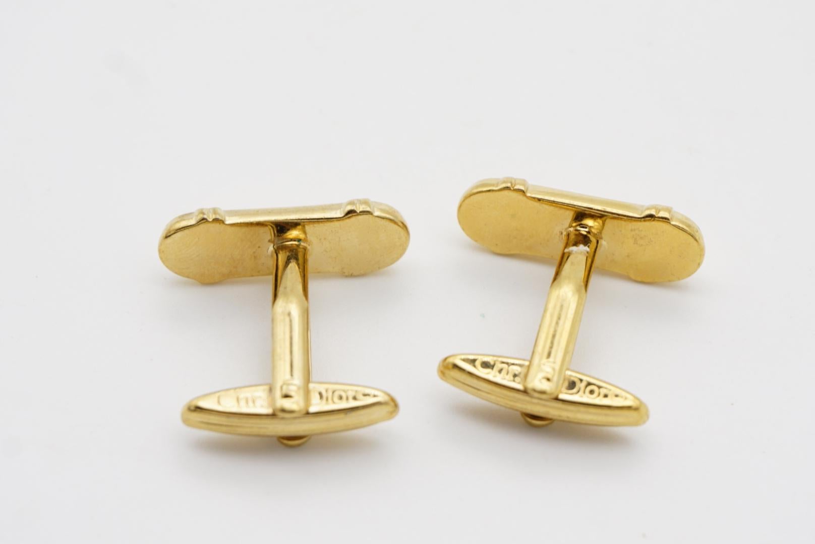 Men's Christian Dior Vintage Classic Logo CD Hallmark Monogram Oval Gold Cufflinks  For Sale