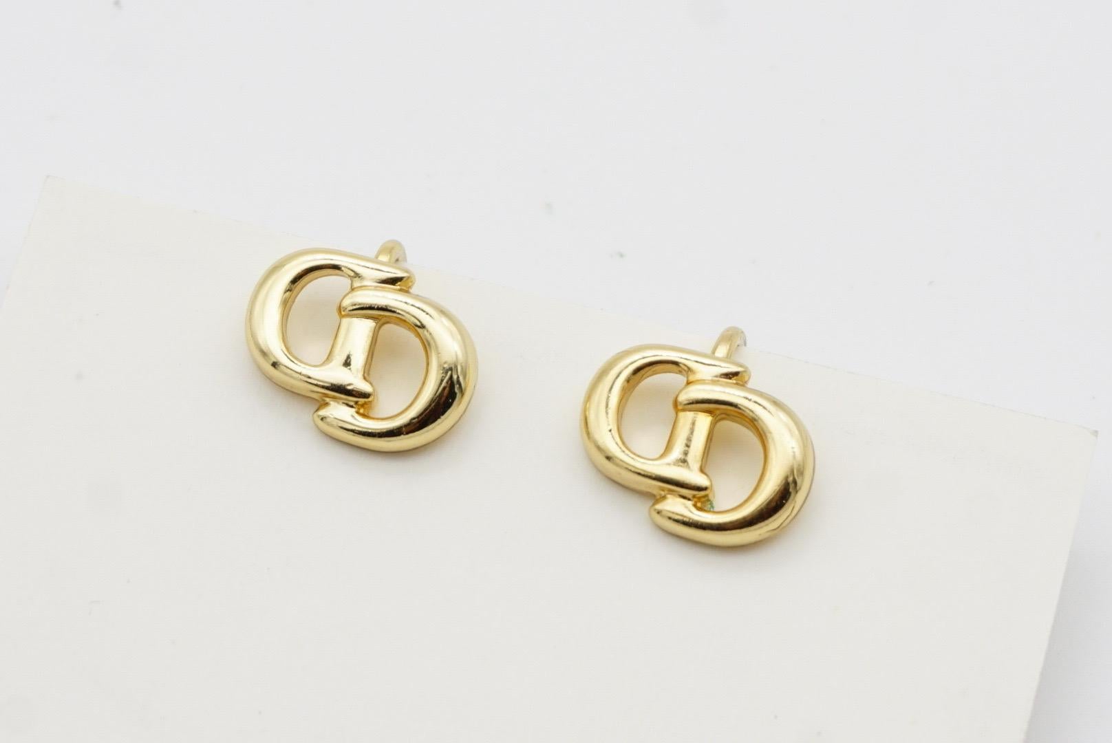 Christian Dior Vintage Classic Logo CD Monogram Hallmark Openwork Clip Earrings 5