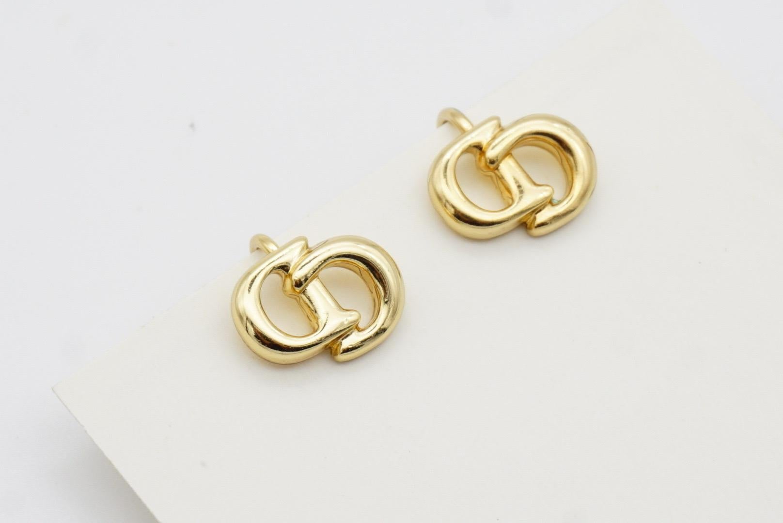 Christian Dior Vintage Classic Logo CD Monogram Hallmark Openwork Clip Earrings 6