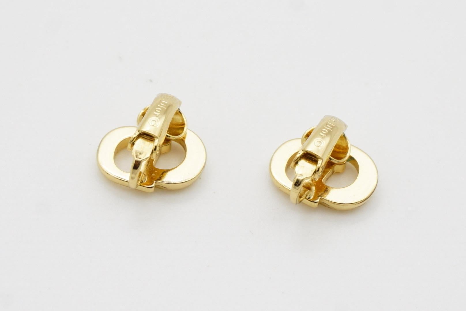 Christian Dior Vintage Classic Logo CD Monogram Hallmark Openwork Clip Earrings 7