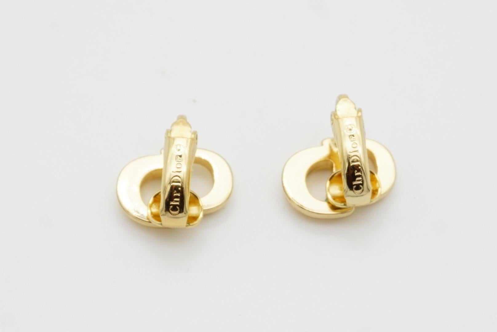 Christian Dior Vintage Classic Logo CD Monogram Hallmark Openwork Clip Earrings 8