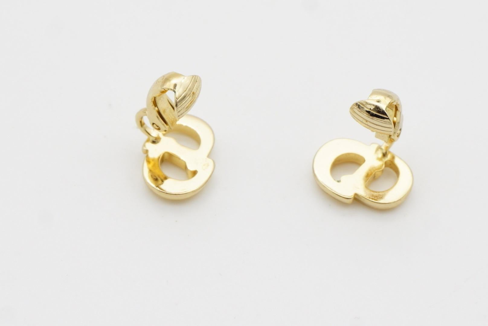 Christian Dior Vintage Classic Logo CD Monogram Hallmark Openwork Clip Earrings 9