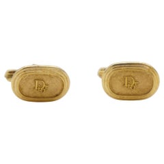 Christian Dior Boutons de manchette modernistes ovales vintage avec logo classique et monogramme