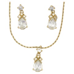 Christian Dior Vintage Cluster-Kristallen-Ohrringe mit Wassertropfen-Fassung