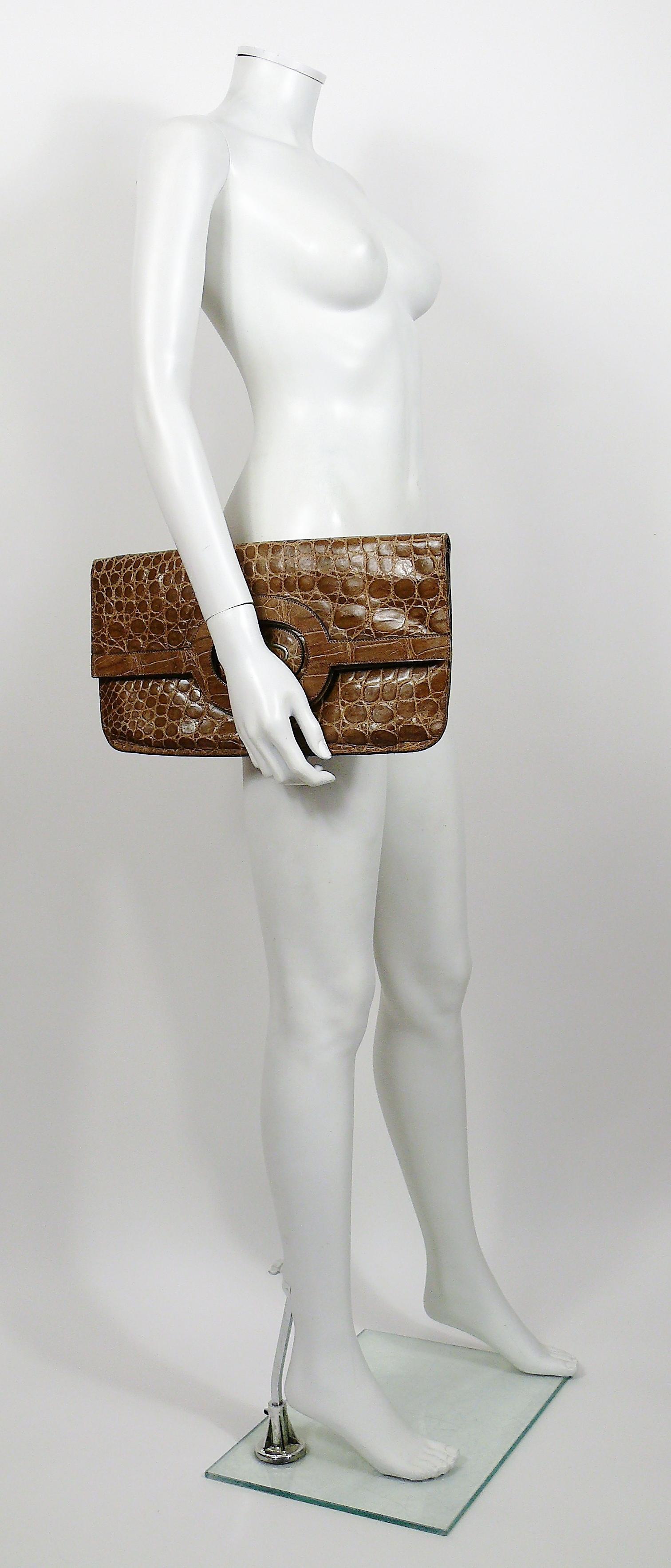 CHRISTIAN DIOR vintage rare foldable handbag/envelope clutch in light brown colour crocodile leather.

**** IMPORTANT INFORMATION ****
The trade in exotic skins is strictly controlled by CITES (the Convention on International Trade in Endangered