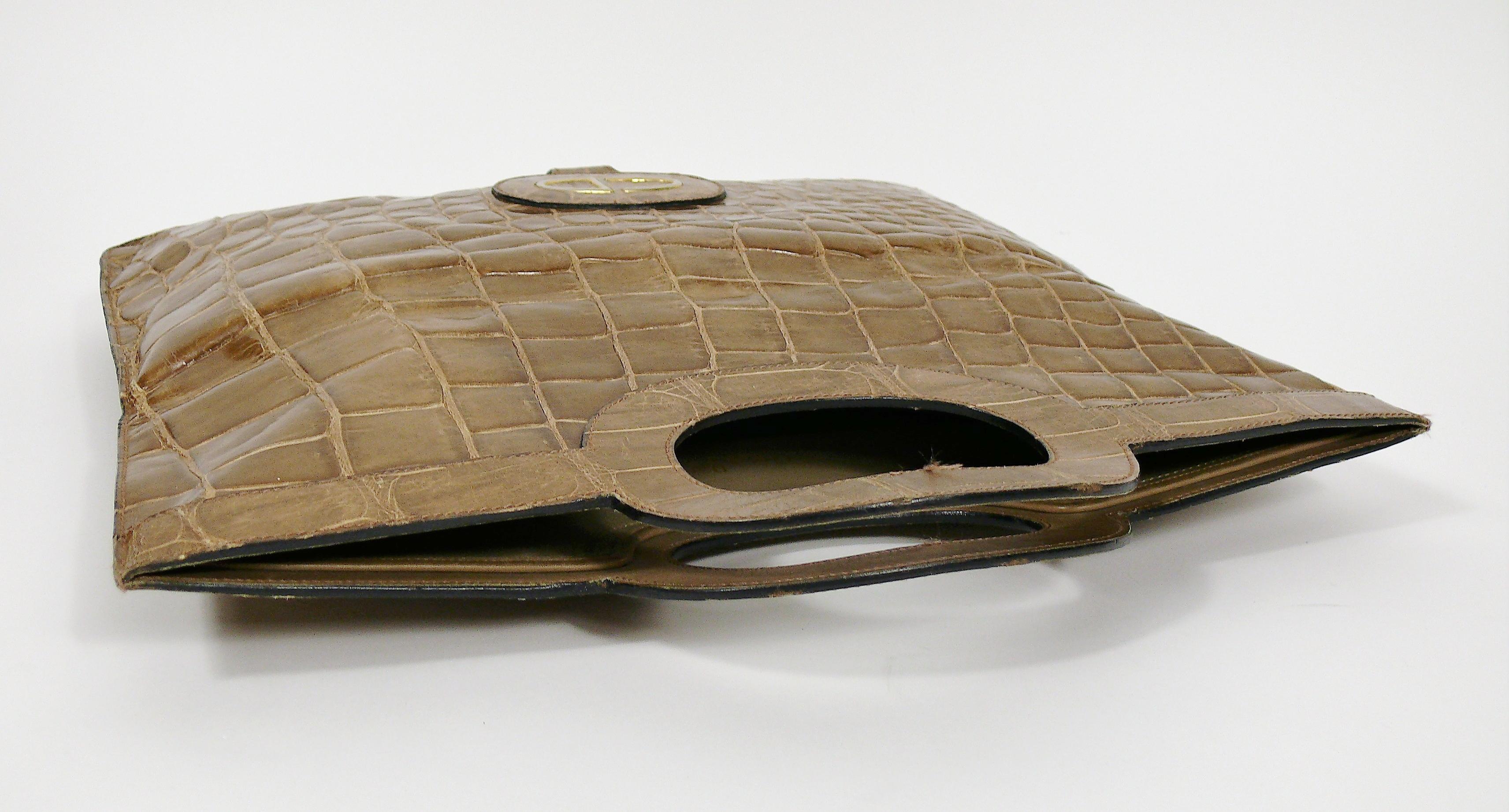 Christian Dior Vintage Crocodile Leather Envelope Clutch 1