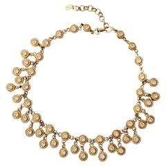 Christian Dior Vintage Crystals Peacock Charm Gold Tassel Elegant Necklace