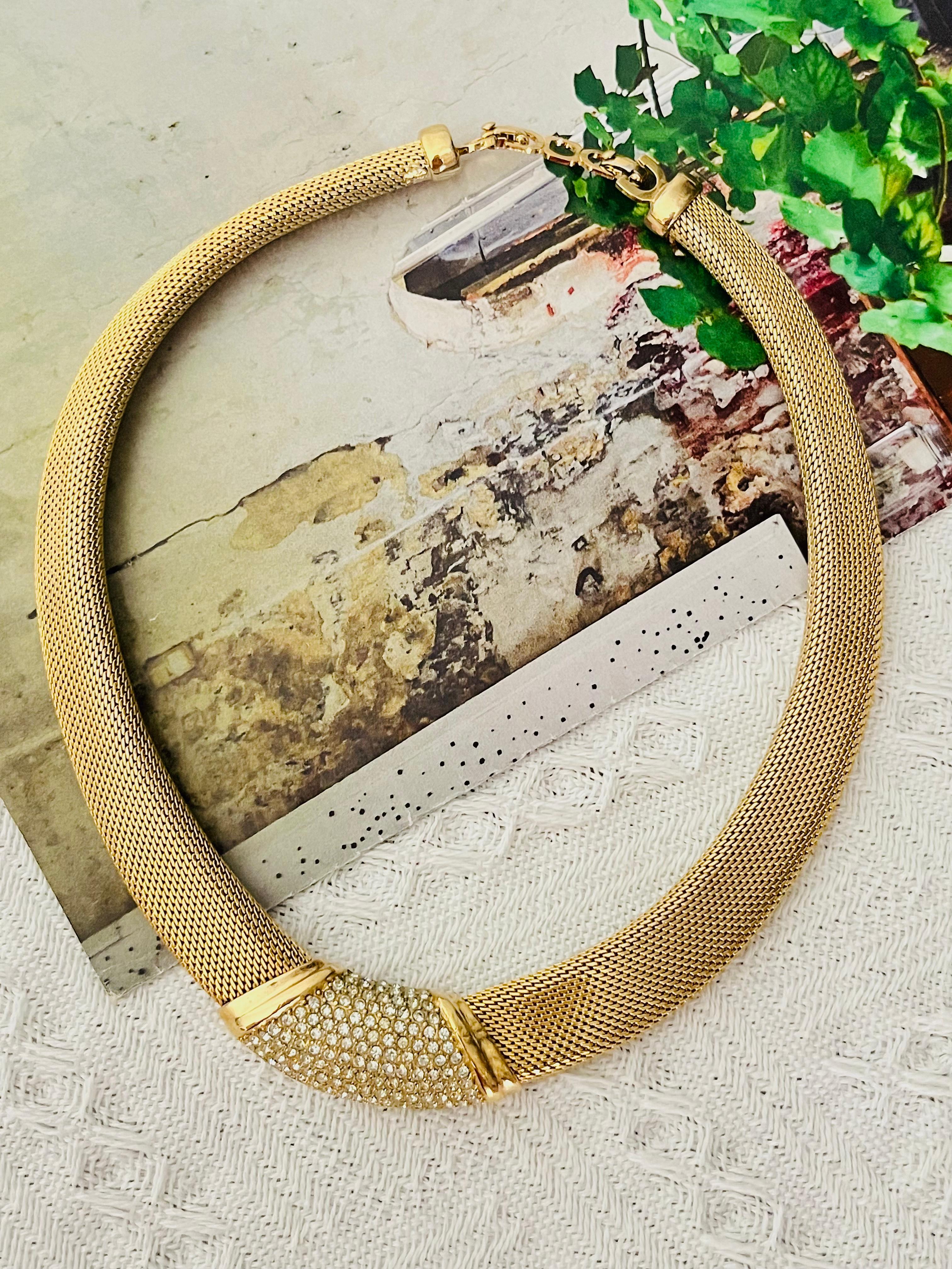 Art Déco Christian Dior - Ciondolo con cristalli d'epoca - Collana a maglie larghe Omega Chunky in vendita