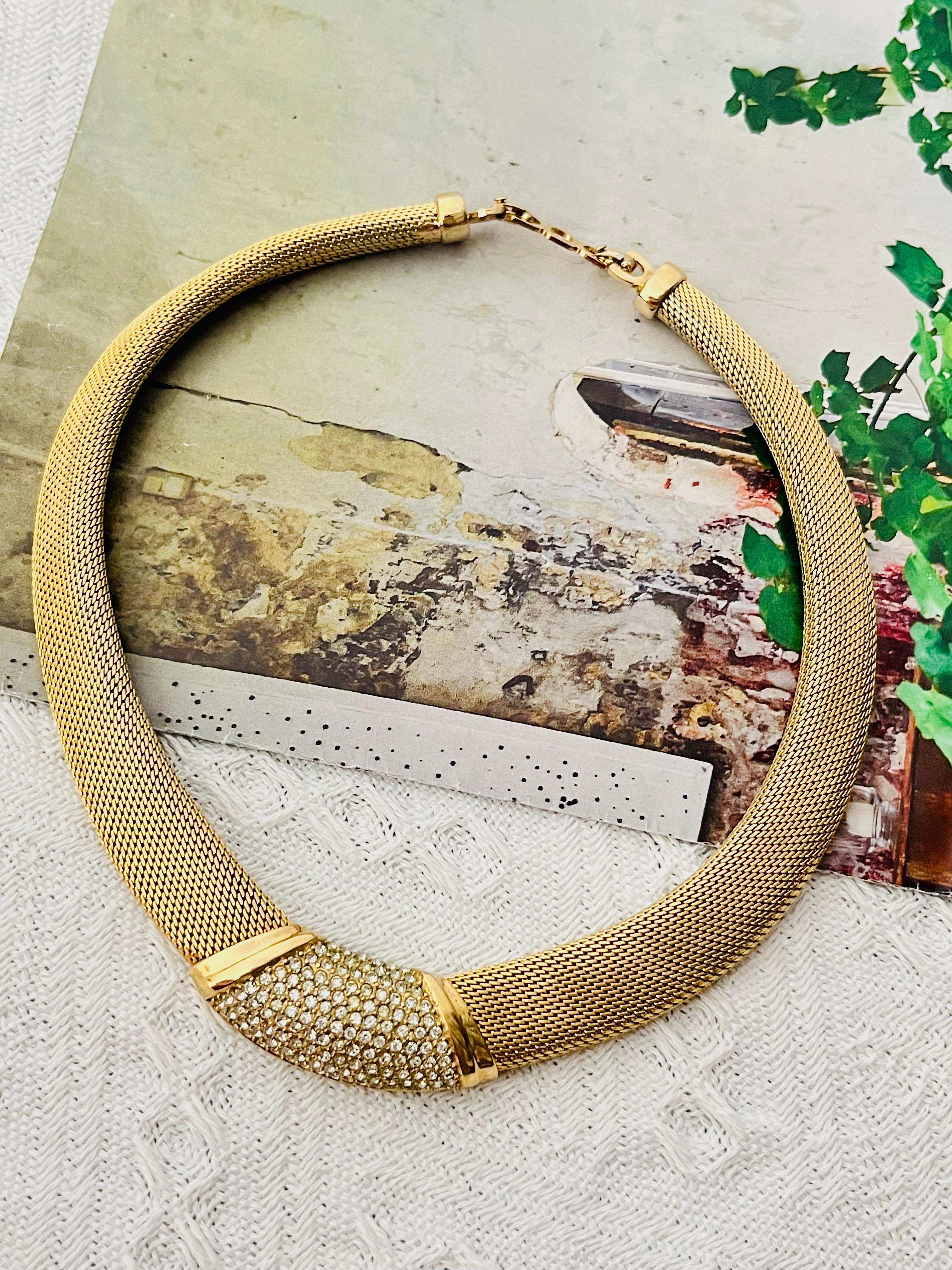Christian Dior - Ciondolo con cristalli d'epoca - Collana a maglie larghe Omega Chunky In condizioni buone in vendita a Wokingham, England