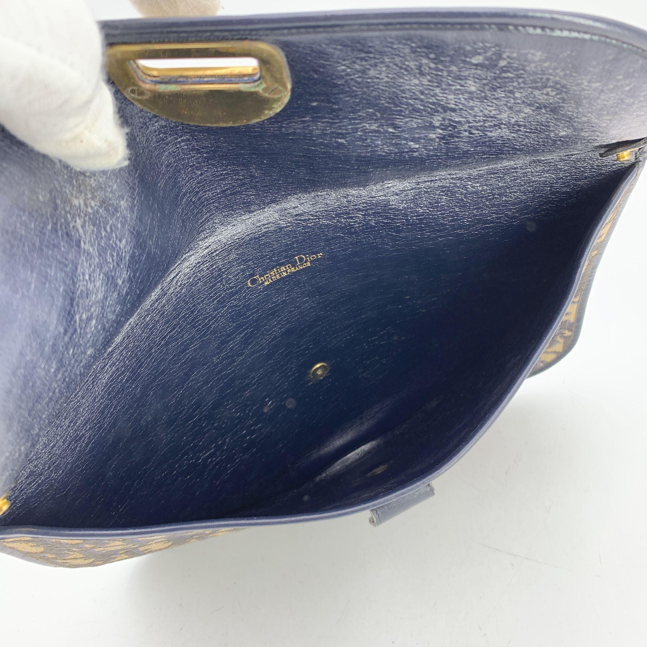 Women's Christian Dior Vintage Dark Blue Oblique Monogram Clutch Bag For Sale