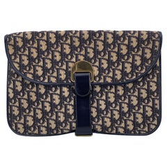 Christian Dior Vintage Dark Blue Oblique Monogram Clutch Bag