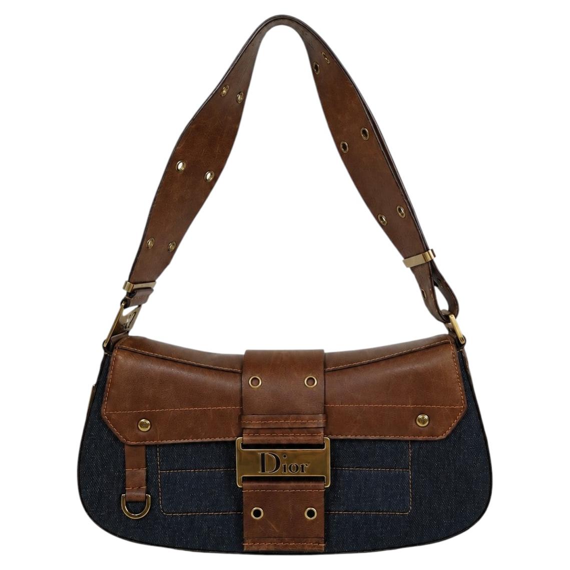 CHRISTIAN DIOR Vintage Denim Street Chic Columbus Bag