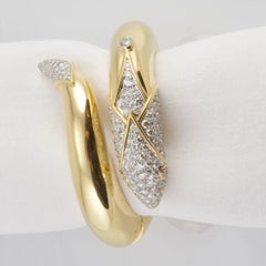 Christian Dior Vintage Diamond and Yellow Gold Snake Bangle
