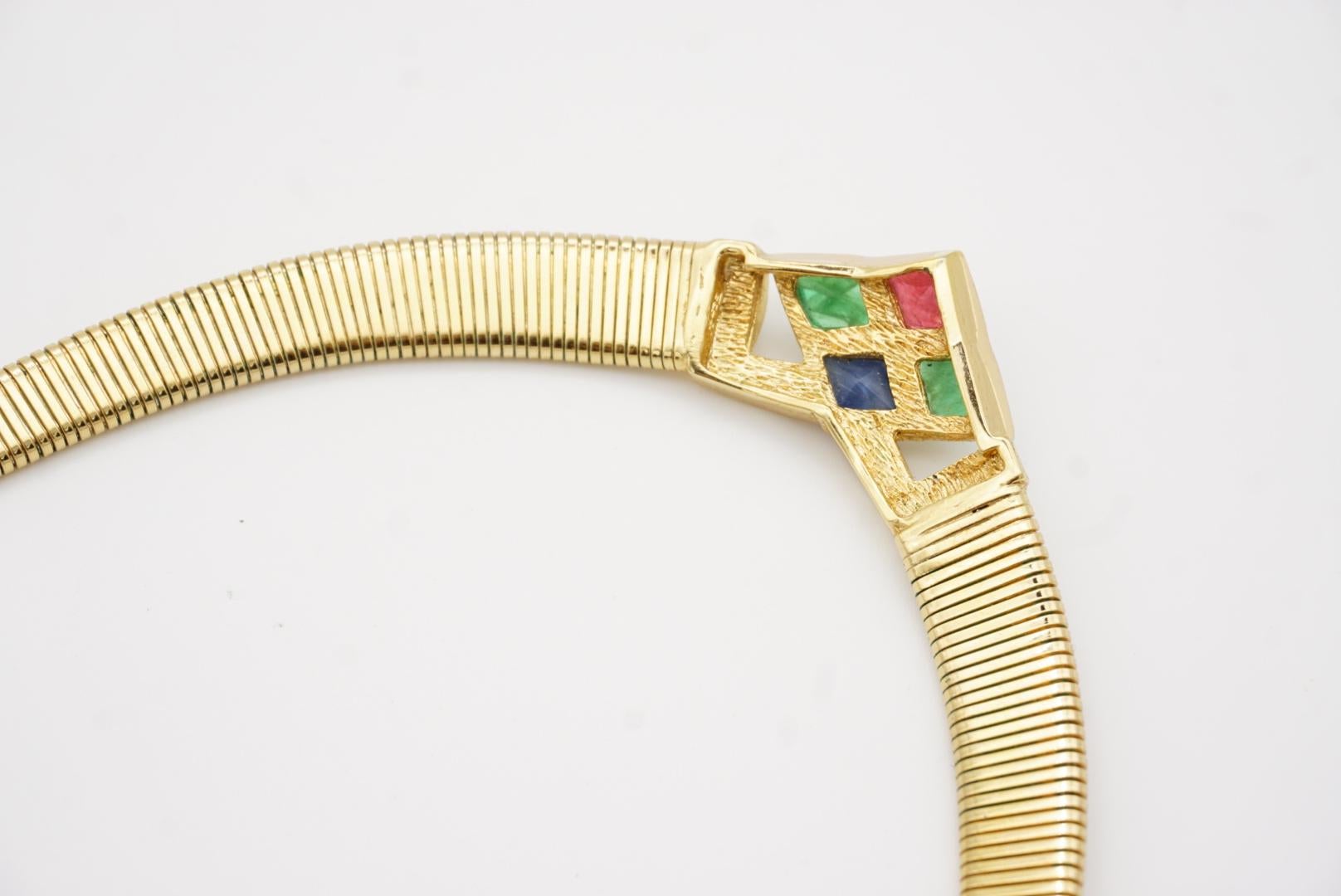 Christian Dior Collar Vintage Zafiro Esmeralda Rubí Cristales Gripoix en venta 7
