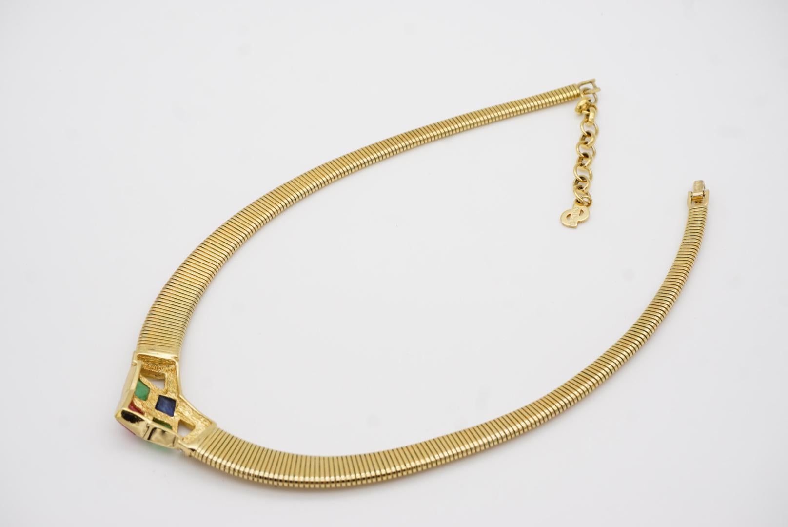 Christian Dior Collar Vintage Zafiro Esmeralda Rubí Cristales Gripoix en venta 9