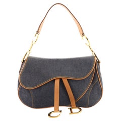 Christian Dior Vintage Double Saddle Bag Denim