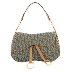 Christian Dior Vintage Double Saddle Bag Diorissimo Canvas