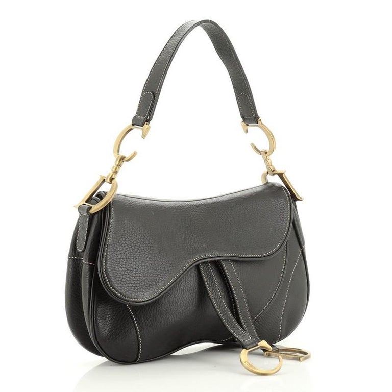 Christian Dior Vintage Double Saddle Bag Leather At 1stdibs