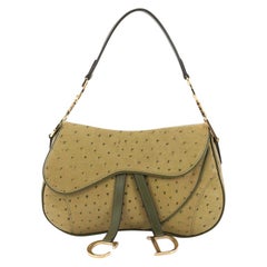 Christian Dior Vintage Double Saddle Bag Ostrich