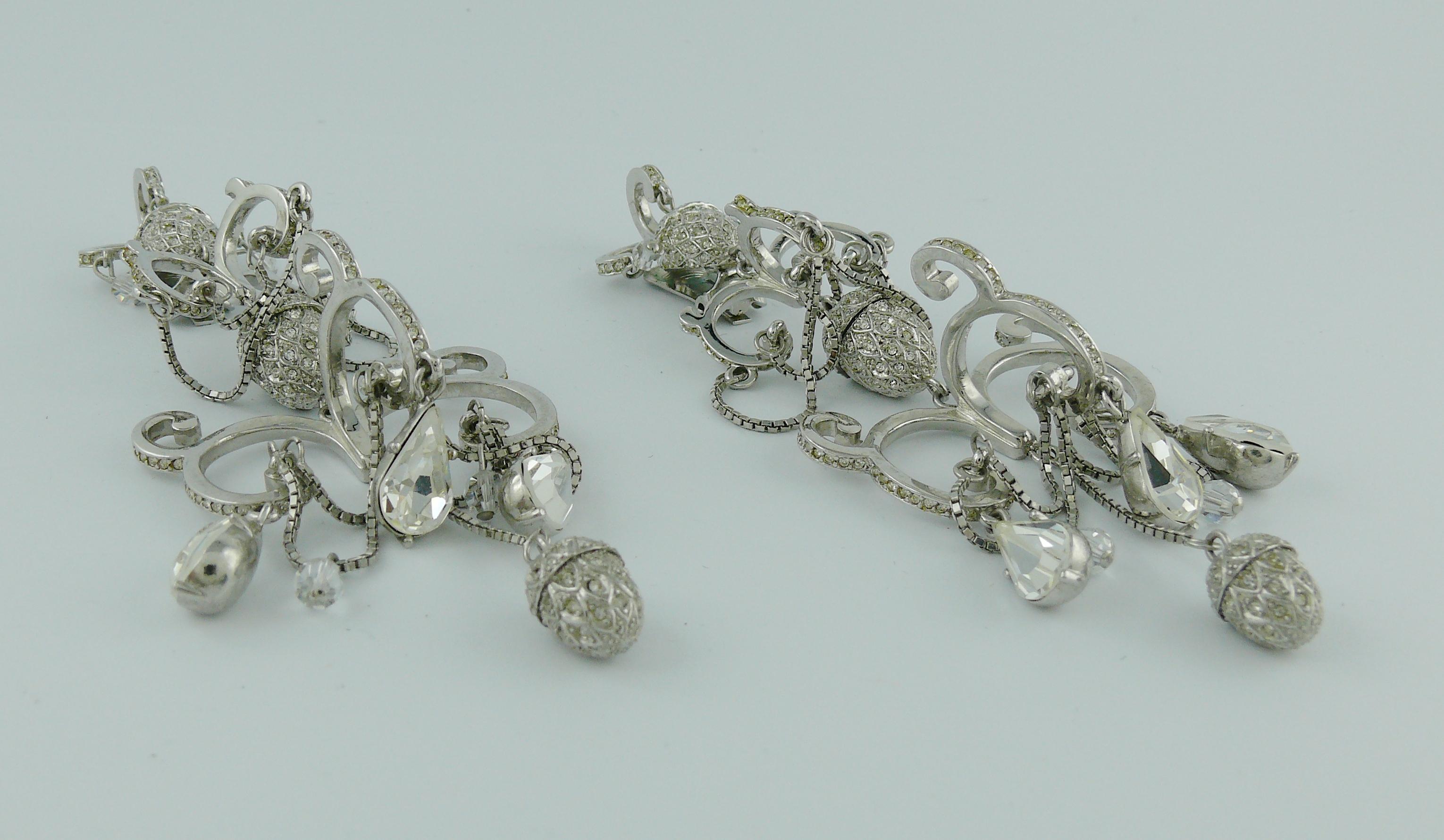 Women's Christian Dior Vintage Dramatic Jewelled Chandelier Dangling Earrings