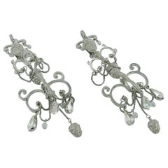 Christian Dior Vintage Dramatic Jewelled Chandelier Dangling Earrings