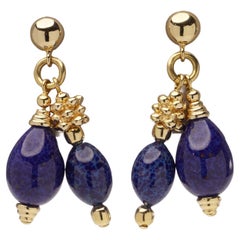 Orecchini vintage Christian Dior con perle di vetro blu e tonalità oro