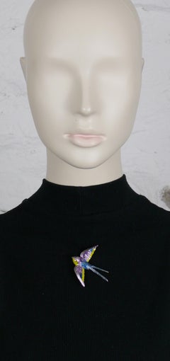 Christian Dior Vintage Enameled Swallow Brooch