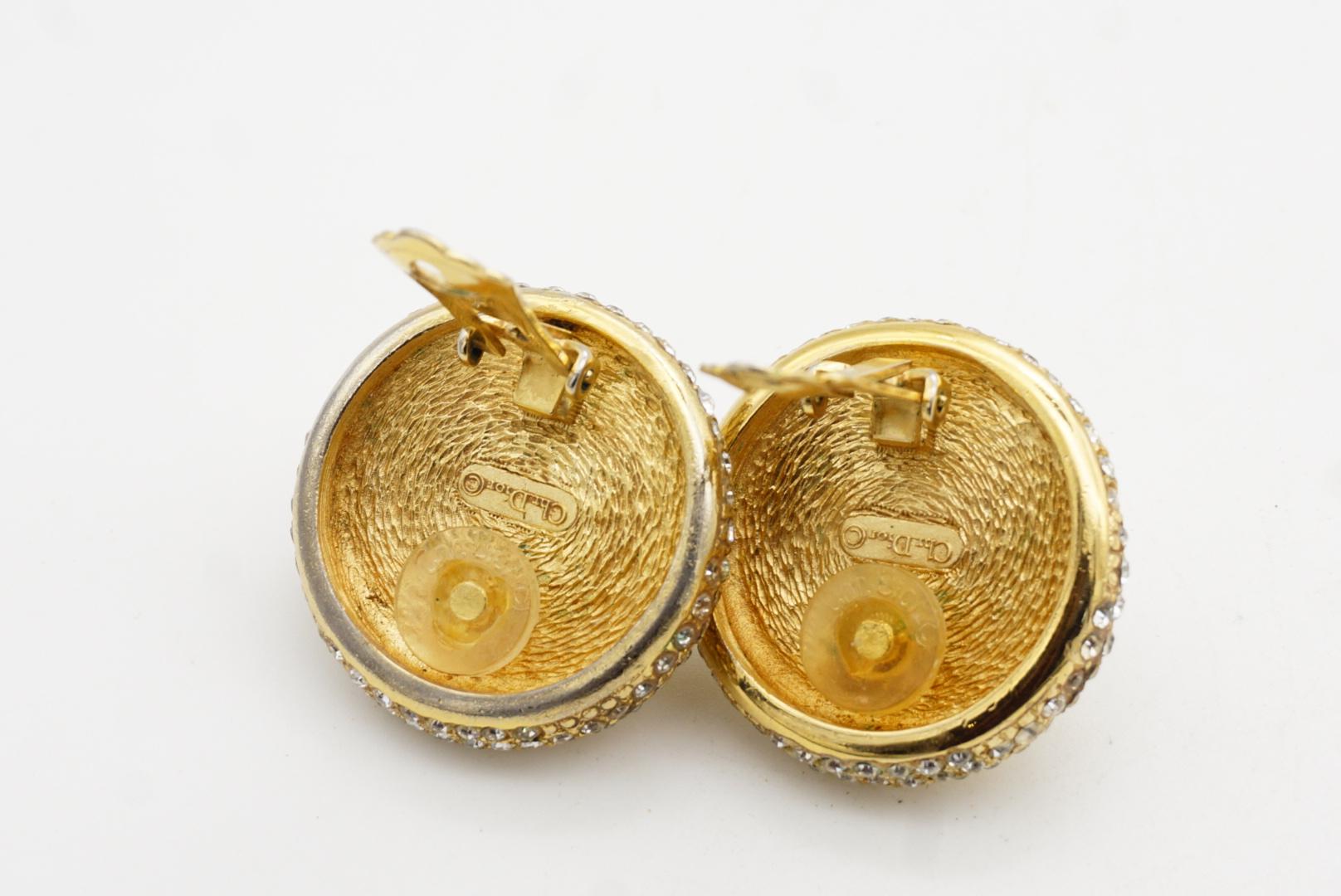 Christian Dior Vintage Pendientes de clip de perla blanca redonda extragrande con cúpula de cristal en venta 8