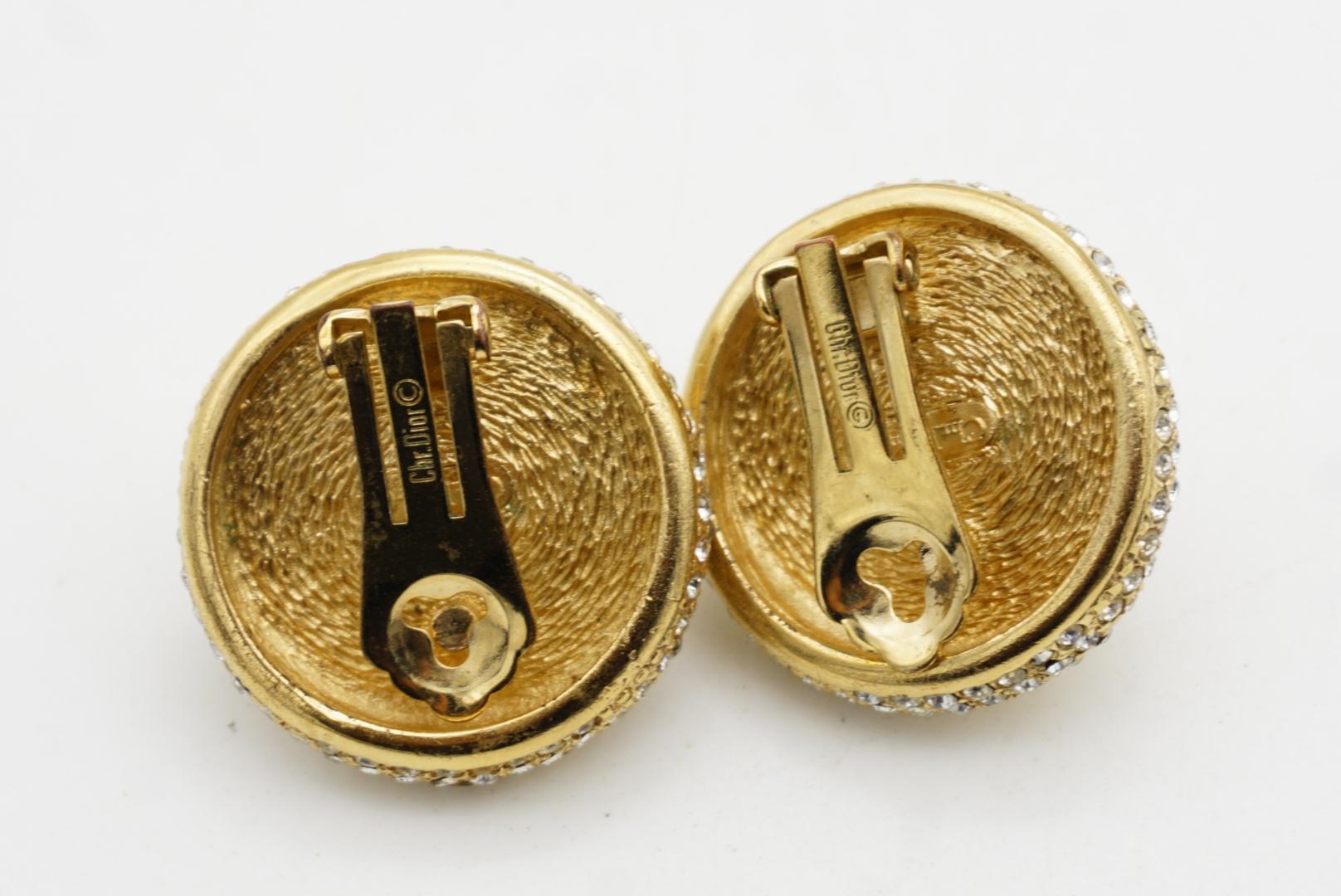 Christian Dior Vintage Pendientes de perla redonda blanca extragrande con doble cristal en venta 7