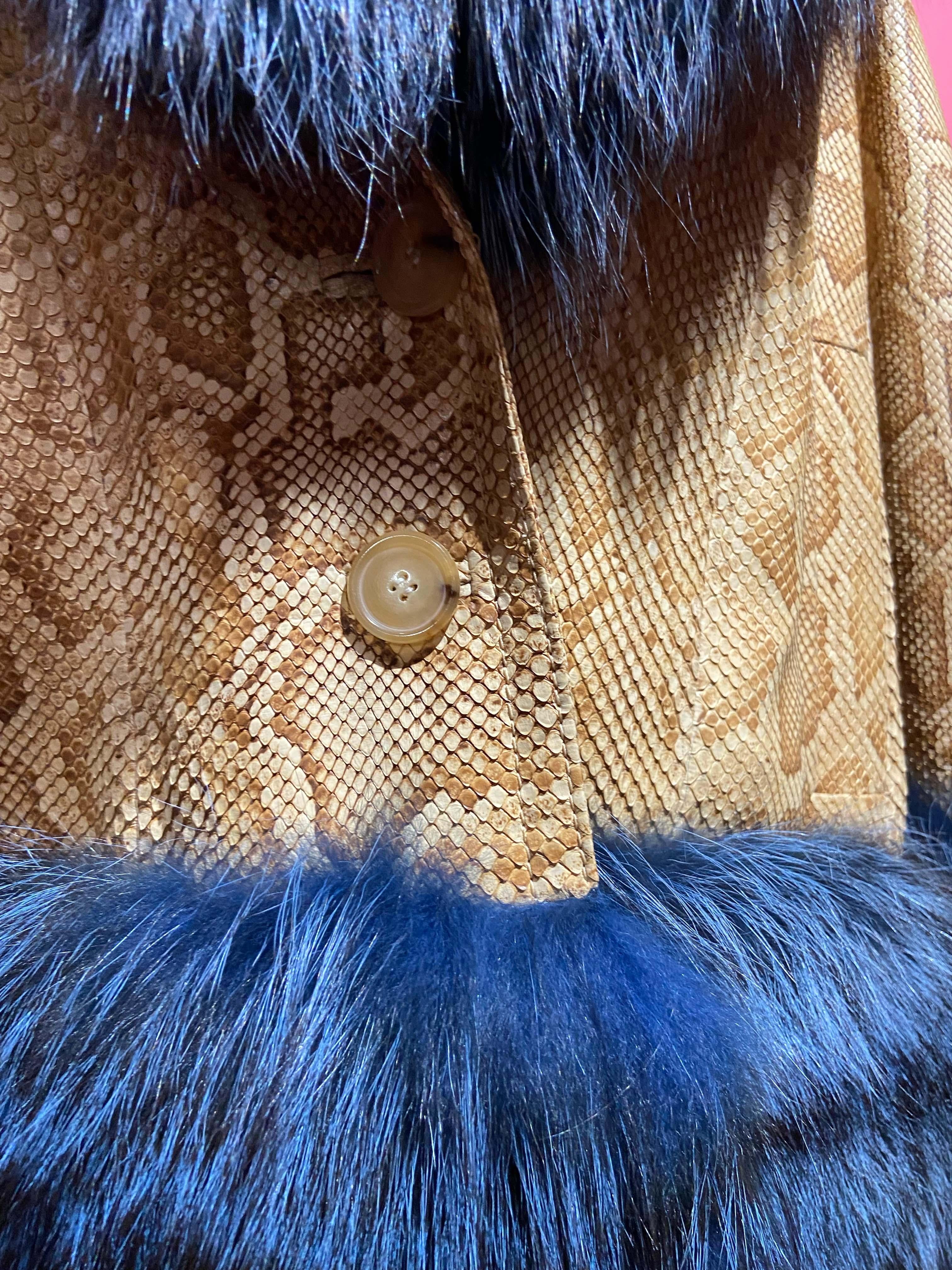 Christian Dior Vintage F/W 2010 Yellow Snakeskin Fur Trim Jacket In Excellent Condition For Sale In London, GB