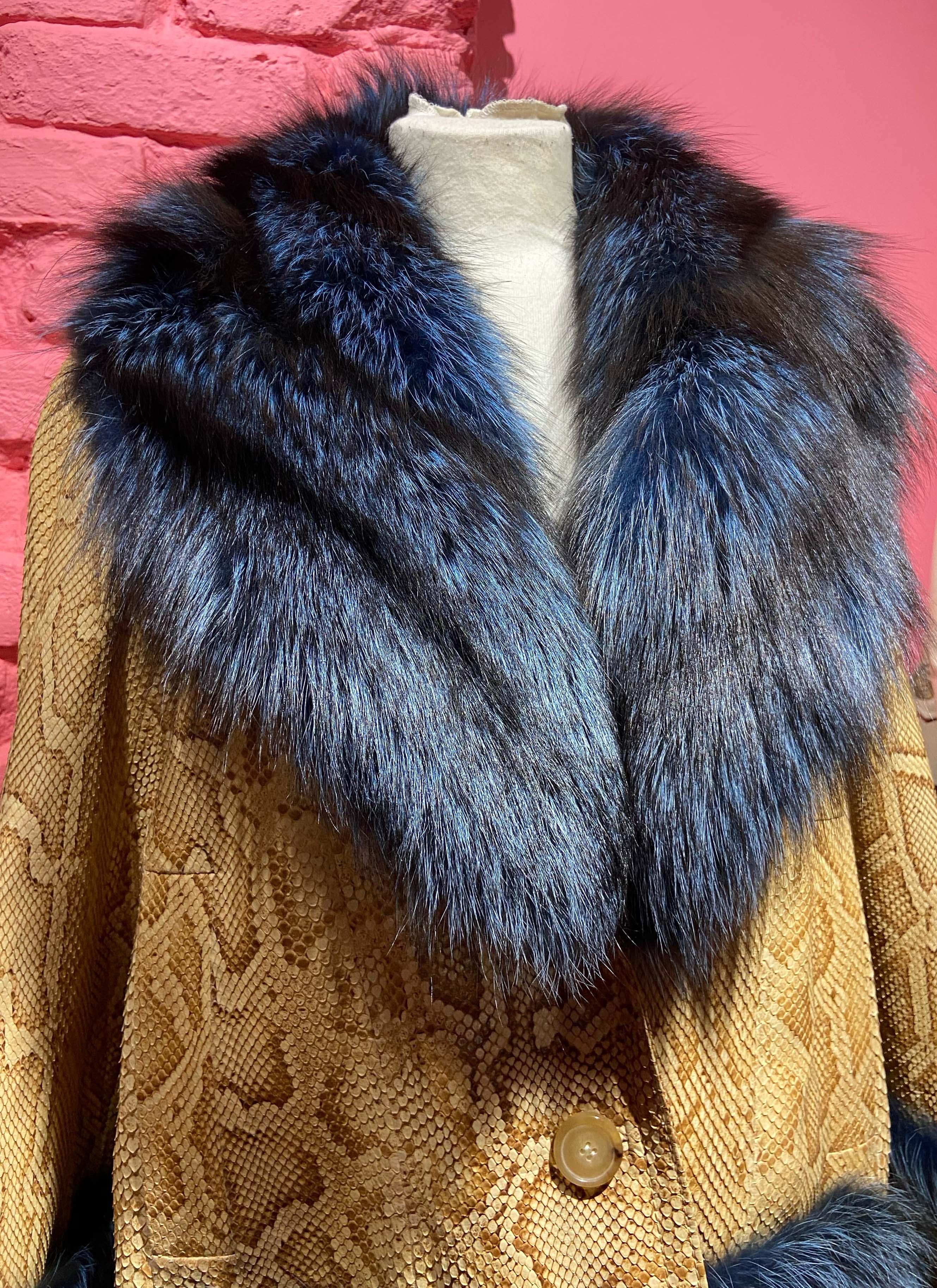 Christian Dior Vintage F/W 2010 Yellow Snakeskin Fur Trim Jacket For Sale 1
