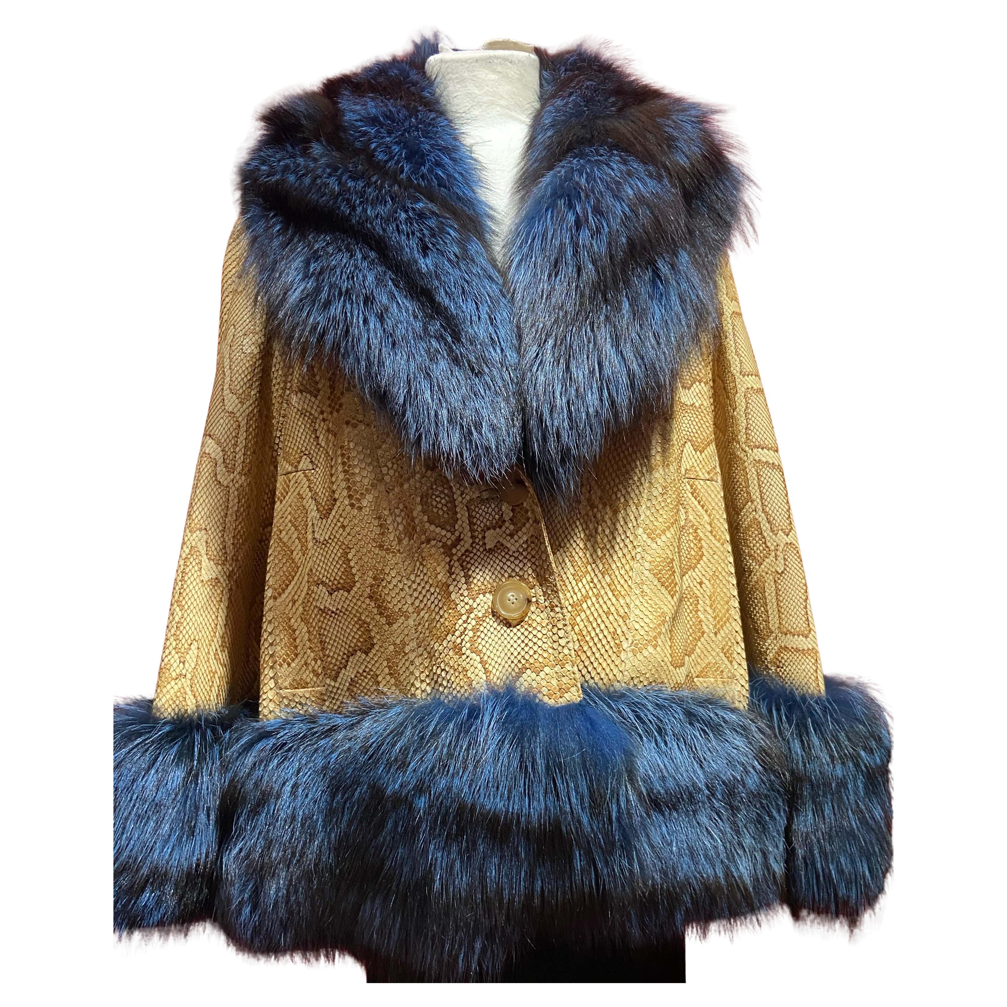 Christian Dior Vintage F/W 2010 Yellow Snakeskin Fur Trim Jacket For Sale
